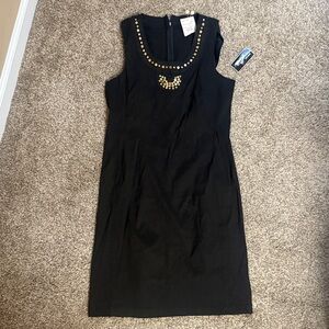 110 West Black Sleeveless Dress with Gold Accents
